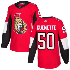 Men's Ottawa Senators Maxence Guenette Adidas Authentic Home Jersey - Red
