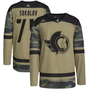 Men's Ottawa Senators Egor Sokolov Adidas Authentic Military Appreciation Practice Jersey - Camo