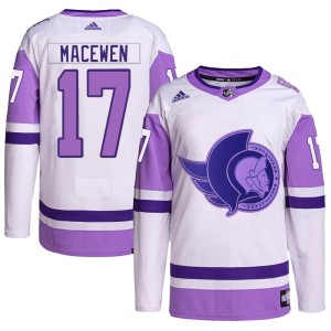 Youth Ottawa Senators Zack MacEwen Adidas Authentic Hockey Fights Cancer Primegreen Jersey - White/Purple