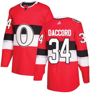 Youth Ottawa Senators Joey Daccord Adidas Authentic 2017 100 Classic Jersey - Red