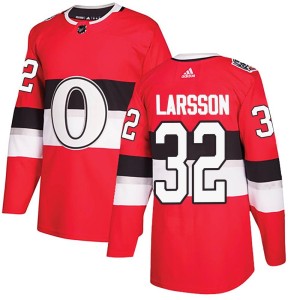 Youth Ottawa Senators Jacob Larsson Adidas Authentic 2017 100 Classic Jersey - Red