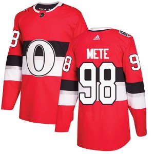 Youth Ottawa Senators Victor Mete Adidas Authentic 2017 100 Classic Jersey - Red
