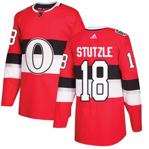 Youth Ottawa Senators Tim Stutzle Adidas Authentic 2017 100 Classic Jersey - Red