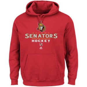 Men's Ottawa Senators Majestic Critical Victory Pullover Hoodie Sweatshirt - - Red