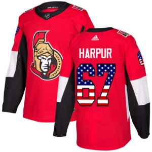 Men's Ottawa Senators Ben Harpur Adidas Authentic USA Flag Fashion Jersey - Red