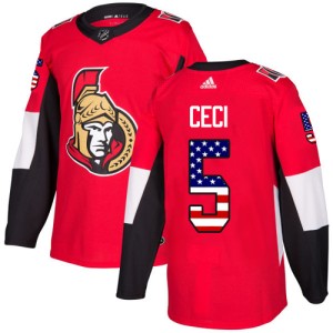 Men's Ottawa Senators Cody Ceci Adidas Authentic USA Flag Fashion Jersey - Red