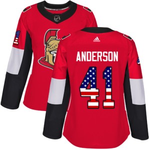 Women's Ottawa Senators Craig Anderson Adidas Authentic USA Flag Fashion Jersey - Red