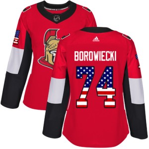 Women's Ottawa Senators Mark Borowiecki Adidas Authentic USA Flag Fashion Jersey - Red