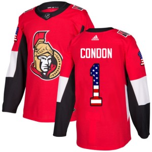 Youth Ottawa Senators Mike Condon Adidas Authentic USA Flag Fashion Jersey - Red