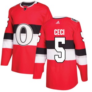 Men's Ottawa Senators Cody Ceci Adidas Authentic 2017 100 Classic Jersey - Red