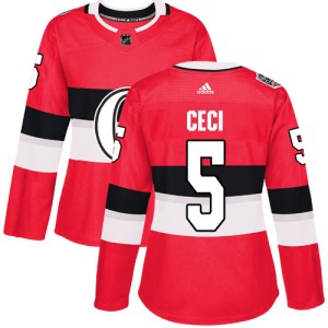 Women's Ottawa Senators Cody Ceci Adidas Authentic 2017 100 Classic Jersey - Red