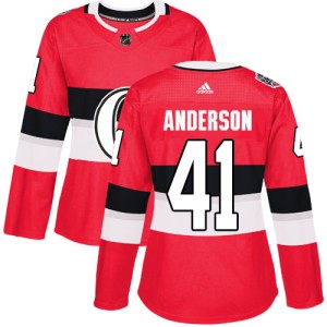 Women's Ottawa Senators Craig Anderson Adidas Authentic 2017 100 Classic Jersey - Red