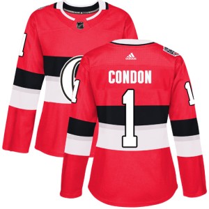 Women's Ottawa Senators Mike Condon Adidas Authentic 2017 100 Classic Jersey - Red