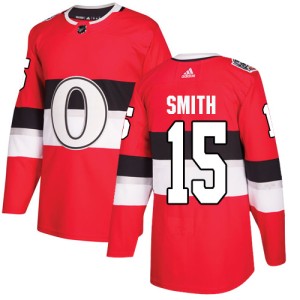 Men's Ottawa Senators Zack Smith Adidas Authentic 2017 100 Classic Jersey - Red
