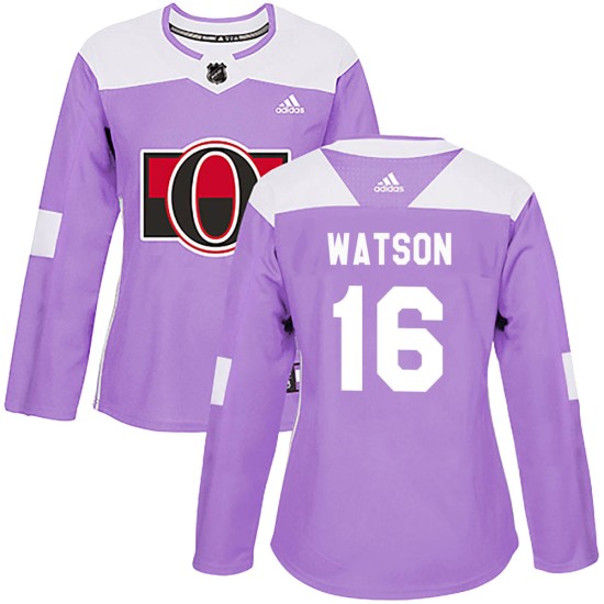 Women's Ottawa Senators Austin Watson Adidas Authentic Fights Cancer Practice Jersey - Purple