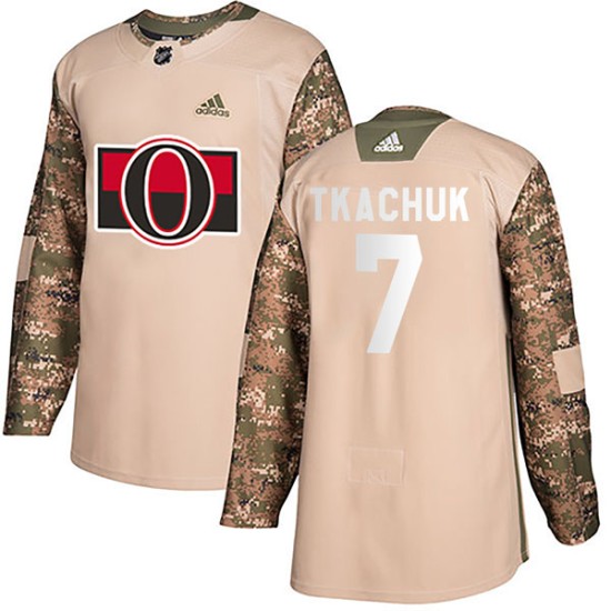 Youth Ottawa Senators Brady Tkachuk Adidas Authentic Veterans Day Practice Jersey - Camo