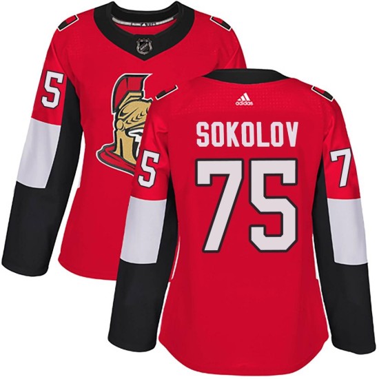 Women's Ottawa Senators Egor Sokolov Adidas Authentic Home Jersey - Red