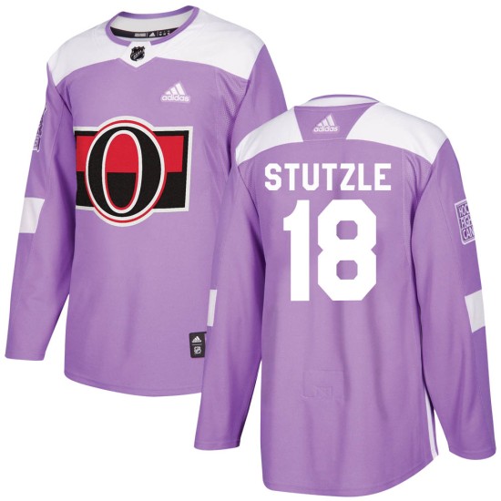 Youth Ottawa Senators Tim Stutzle Adidas Authentic Fights Cancer Practice Jersey - Purple