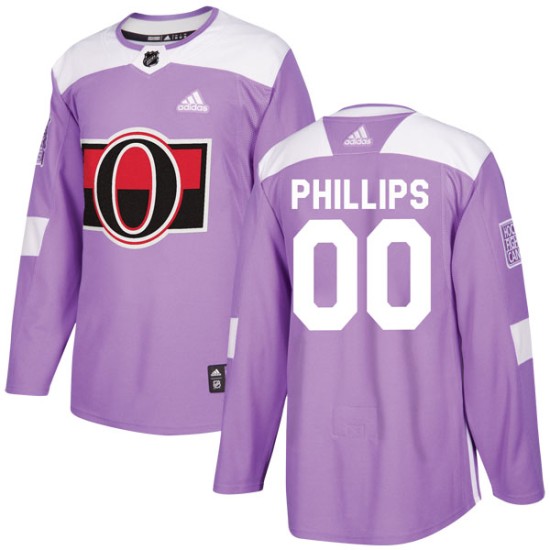 Men's Ottawa Senators Chris Phillips Adidas Authentic Fights Cancer Practice Jersey - Purple