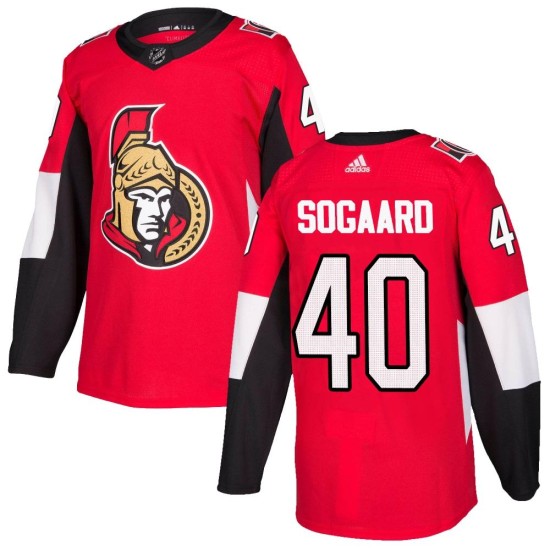 Youth Ottawa Senators Mads Sogaard Adidas Authentic Home Jersey - Red