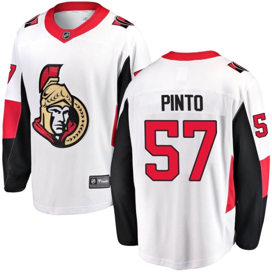 Youth Ottawa Senators Shane Pinto Fanatics Branded Breakaway Away Jersey - White