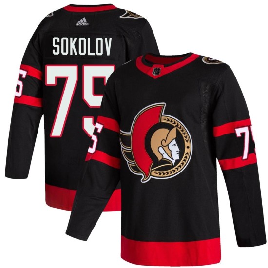 Men's Ottawa Senators Egor Sokolov Adidas Authentic 2020/21 Home Jersey - Black