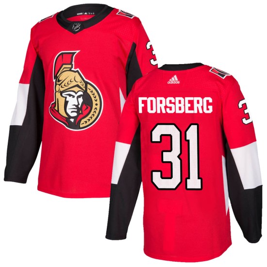 Men's Ottawa Senators Anton Forsberg Adidas Authentic Home Jersey - Red